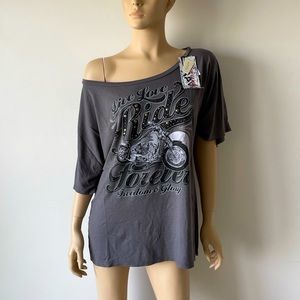 NWT Bejeweled Swarovski Crystal oversized tee S